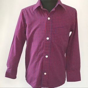 Boys dress shirt red blue Checked button down size old navy brand boys small